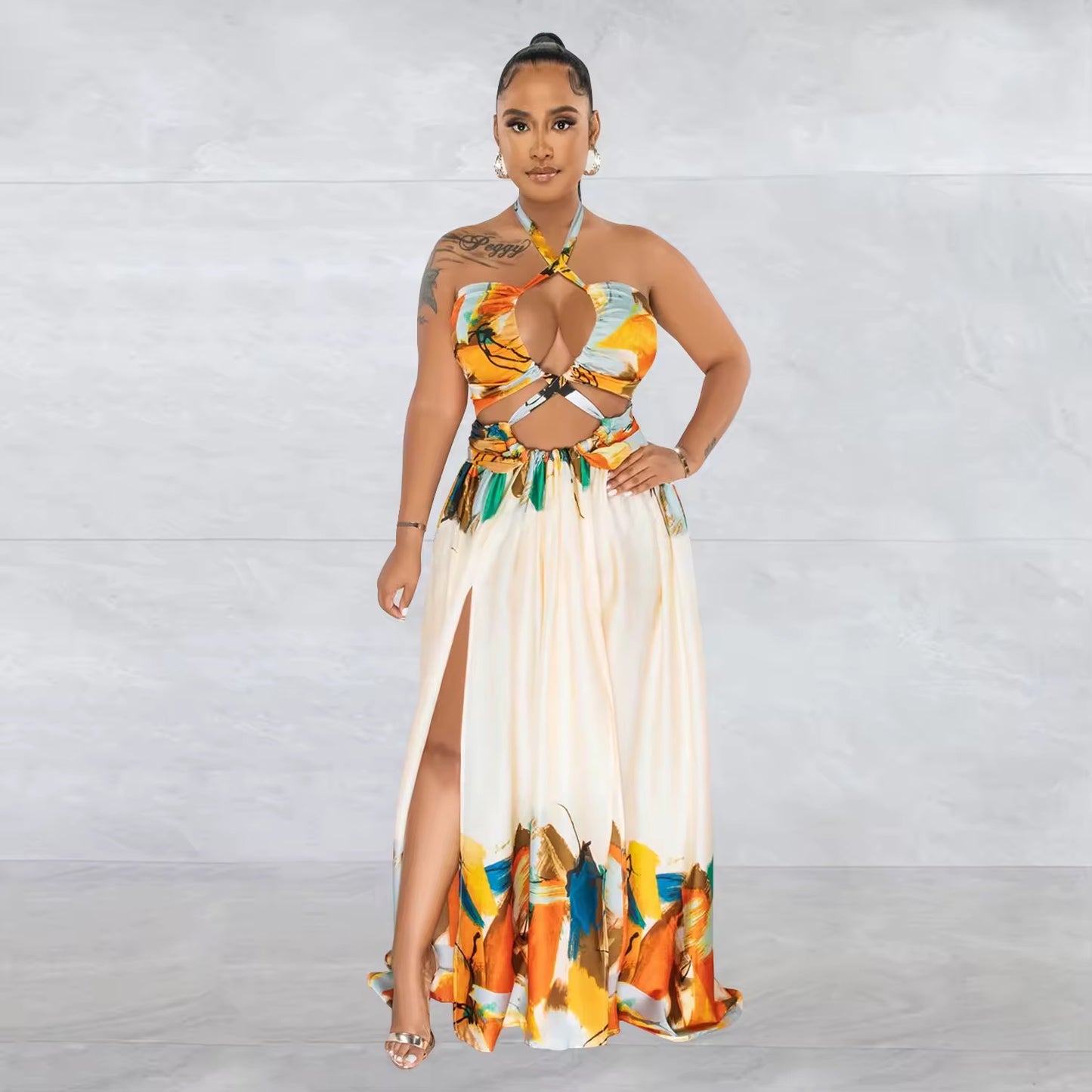 Lace Up Long Maxi Dress