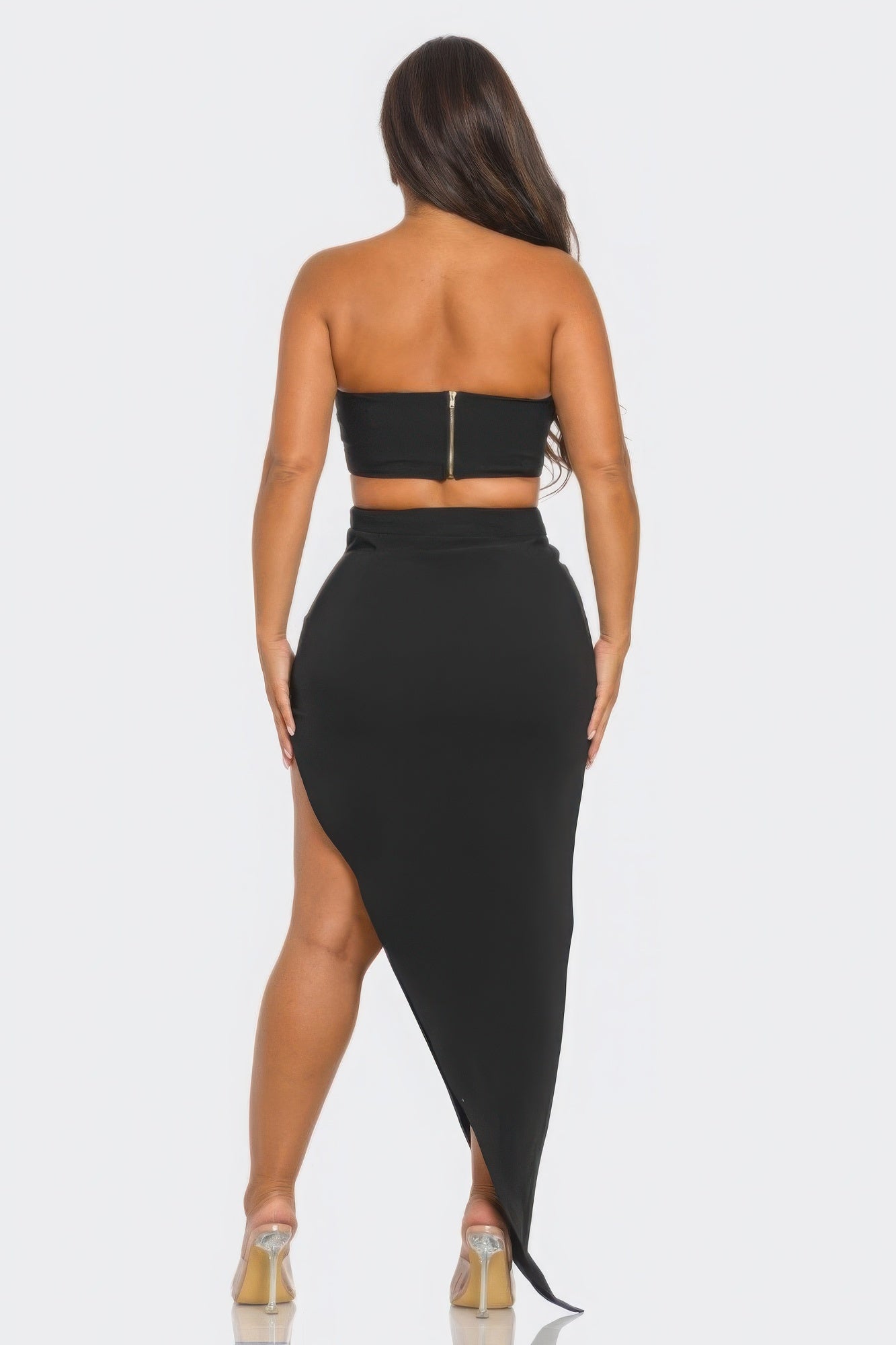 Buckle Belt Top And Skirt Set
