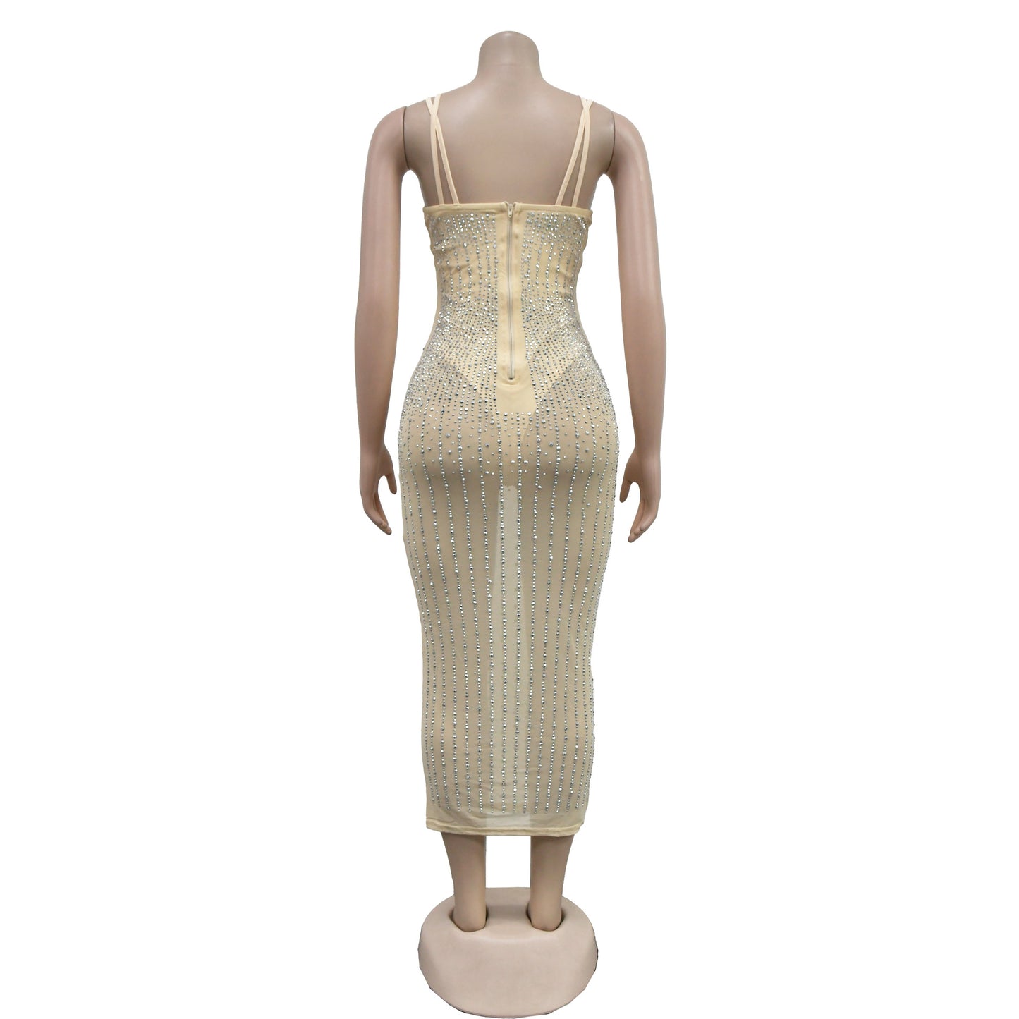 women's strap dress simple style strap diamond sleeveless solid color midi dress party street