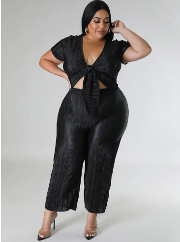Plus Size Tye Up Pants Set