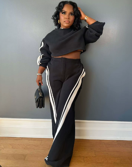 Black and White Stripe Jogging Set