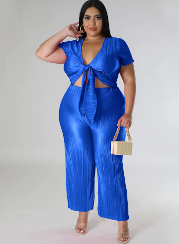 Plus Size Tye Up Pants Set