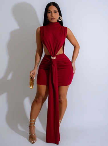 Casual Tie Up Midi Dress