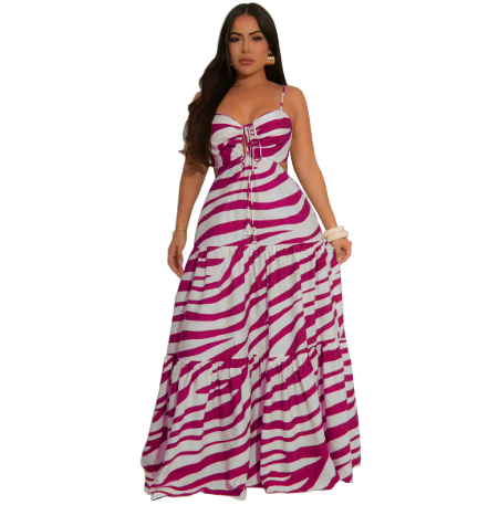 Green Striped Maxi Sundress