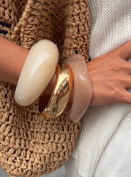 Acrylic Metal Wide Bangle Set