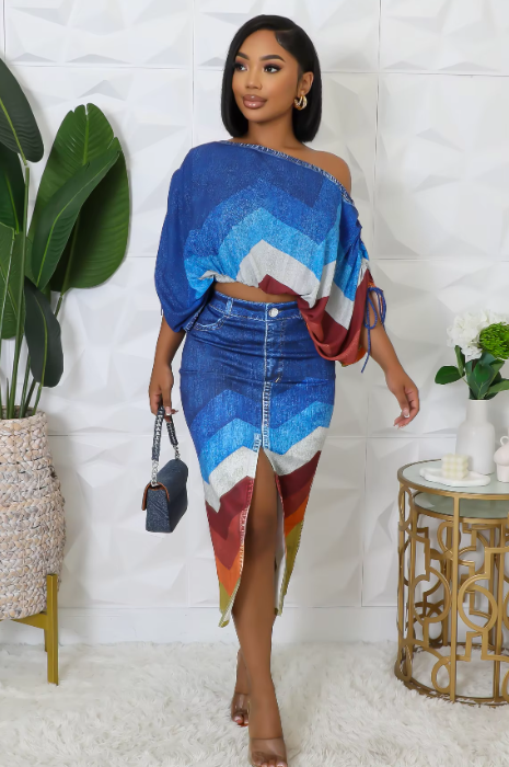 Two Piece Printed Skirt Set