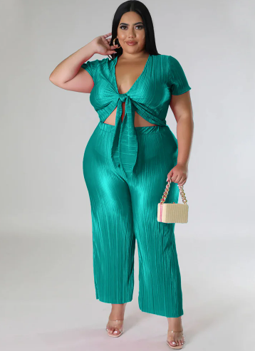 Plus Size Tye Up Pants Set