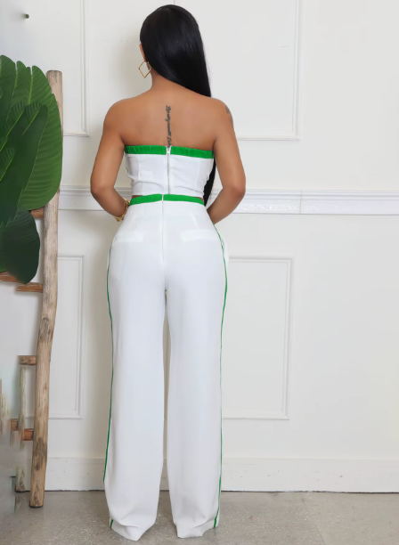 Stripe Halter Top And Pants Set