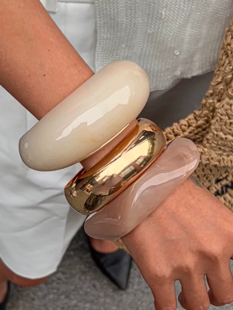 Acrylic Metal Wide Bangle Set