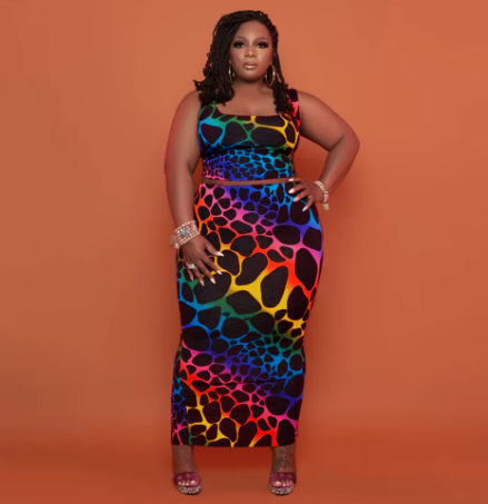 Plus Size Animal Print Skirt Set