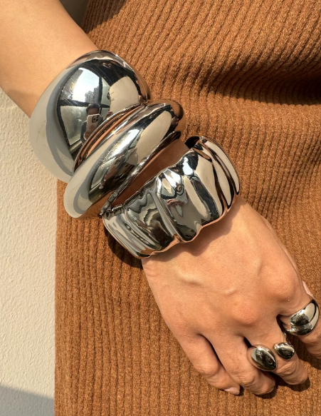 Wide Cuff Gold Bangels|Set of 3