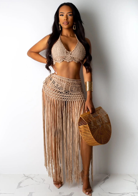 Knitted Crochet Bikini Swimsuit Cover--Up