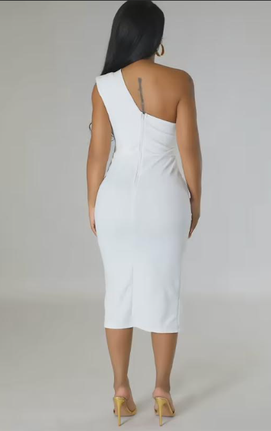White One Sleeve Maxi Dress