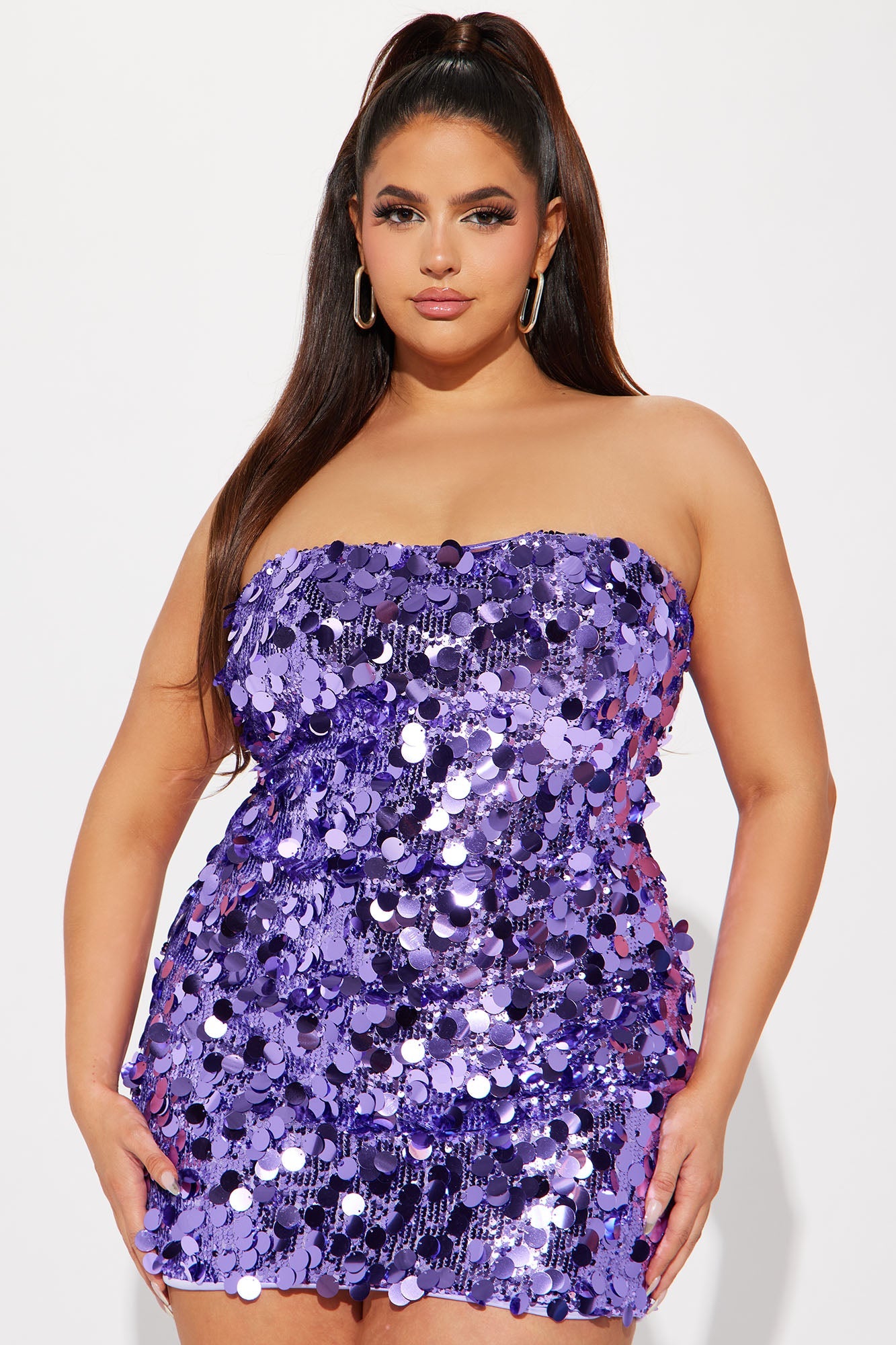 Sequin Mini Dress - Silver Plus Size
