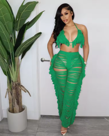 Knitted Tassel Two Piece Set