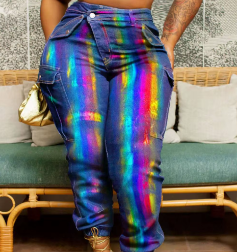 Plus Size Rainbow Jeans