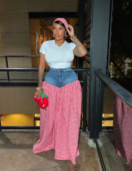 Plaid Red Bell Bottom Pants
