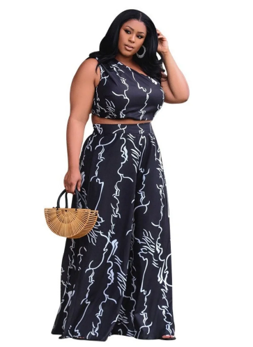 Plus Size Printed Two Piece Set