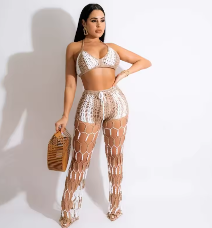 Knitted Two Piece Swim Wear Set