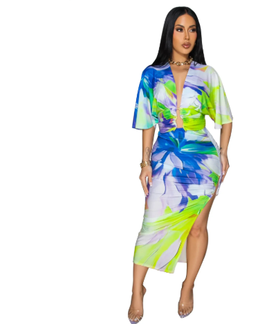 Tropical Print Skirt Set