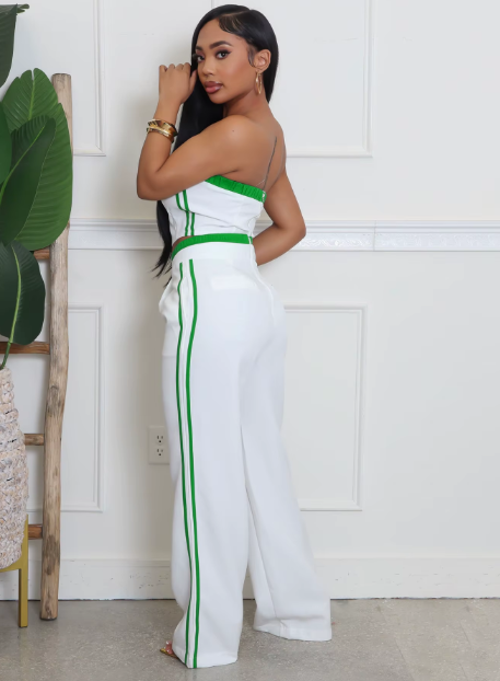 Stripe Halter Top And Pants Set