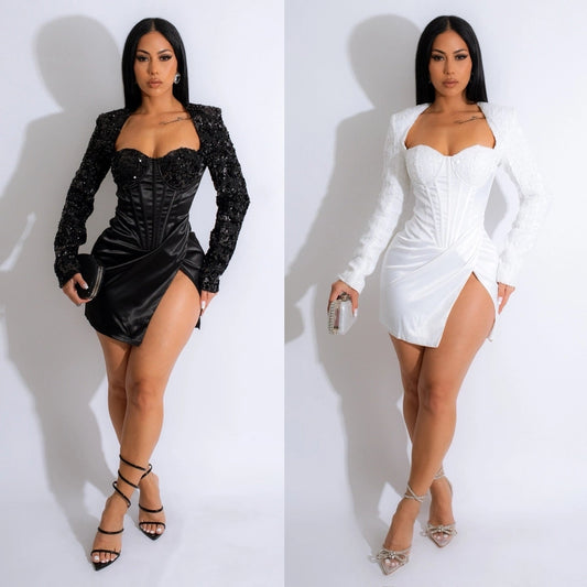 Sequin Elegant Long Sleeve Party Dress