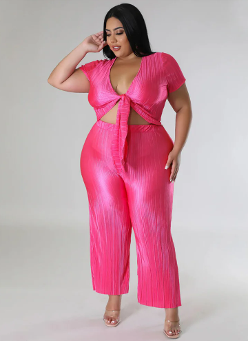Plus Size Tye Up Pants Set