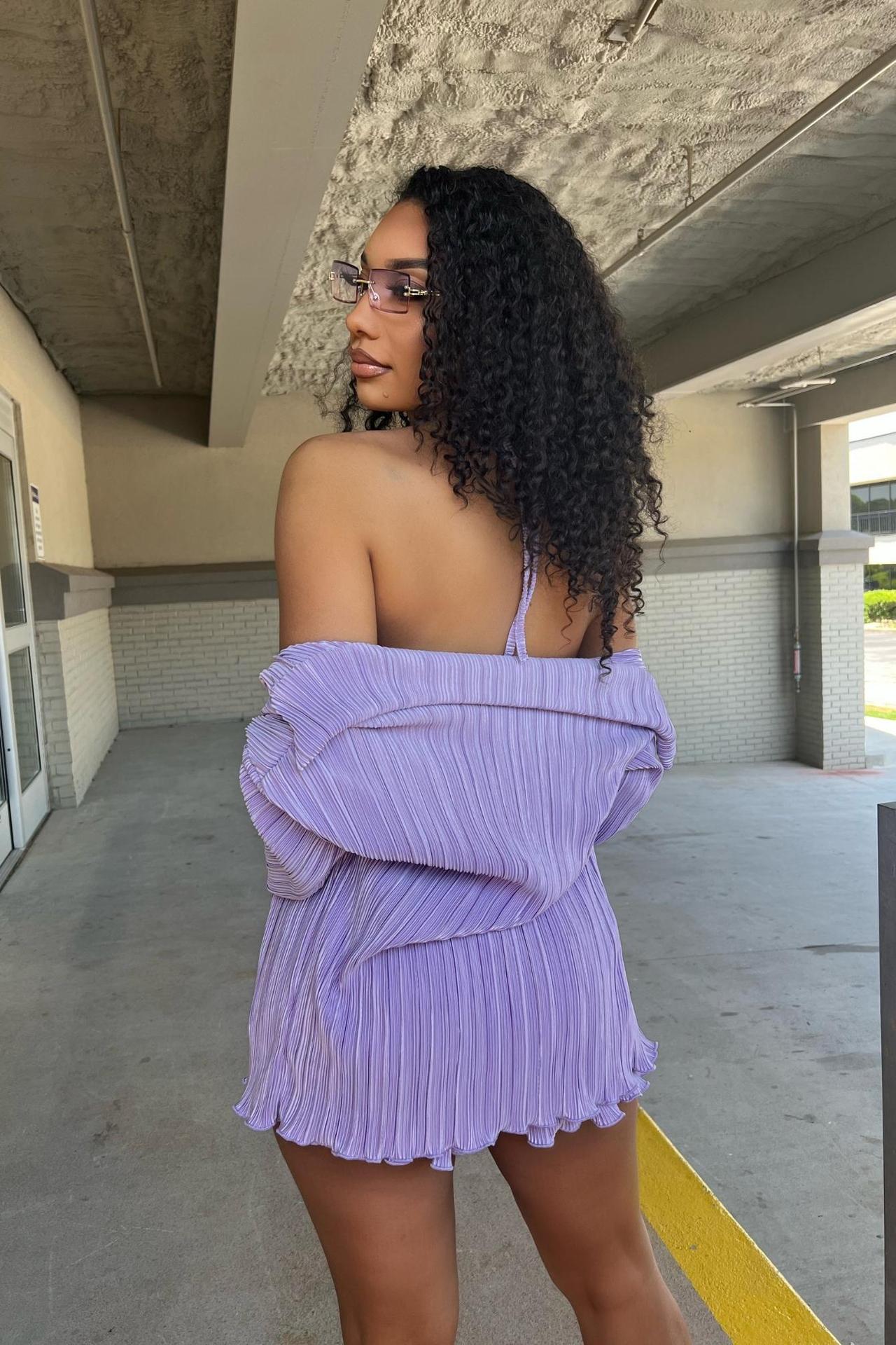 Purple Three Piece Short Set