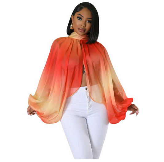 Sexy Sheer Long Sleeve Blouse