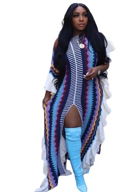 Knitted Long Striped Dress