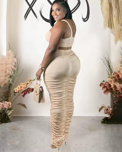 Plus Size Ruched Skirt Set