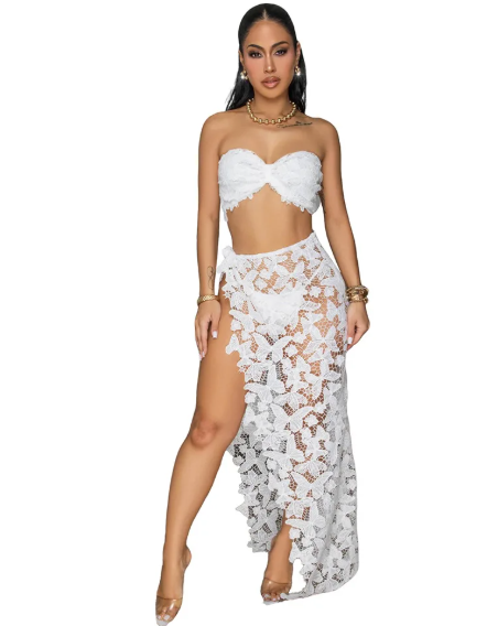 White Lace Two Piece Set