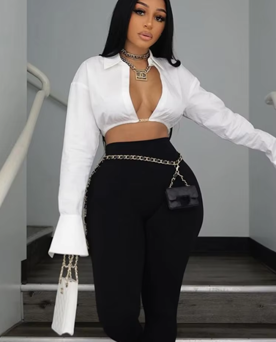 White Long Sleeve Crop Top