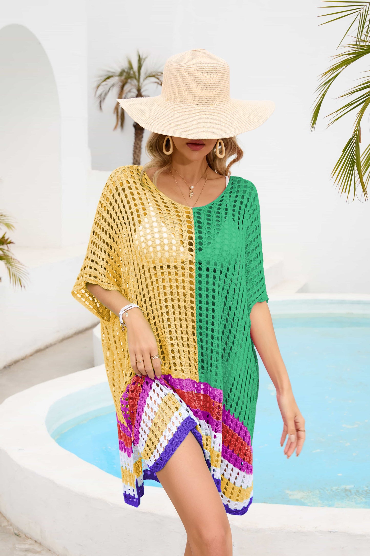 Multicolor Net Cover Up