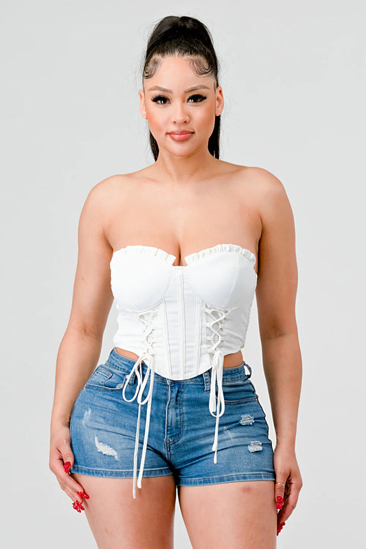Ruffle Lace Bustier Top