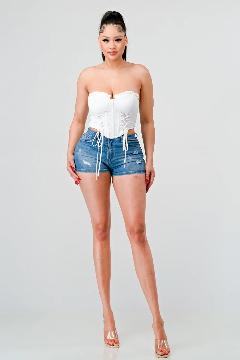 Ruffle Lace Bustier Top