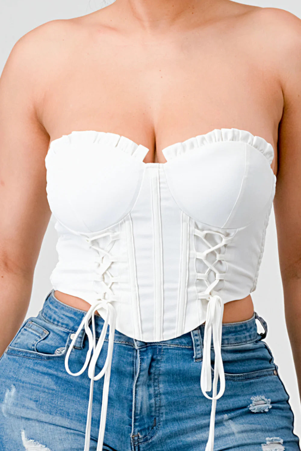 Ruffle Lace Bustier Top